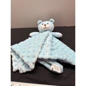 Okie Dokie Baby Blue Plush Bear Security Blanket Raised Minky Dot Nubb Blanket